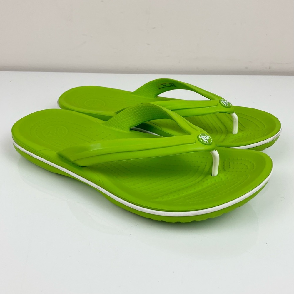 CROCS CROCBAND FLIP FLOPS LIME GREEN THONG SANDALS (WOMEN'S 9/MEN'S 7) - Picture 9 of 9